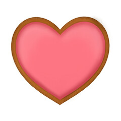 Realistic love heart shaped pink cookie. Concept for valentine's day.