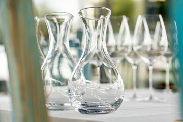 red or white wine glasses on the table during a wine testing