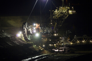 Large bucket wheel excavator in a lignite or brown-coal mine, Germany