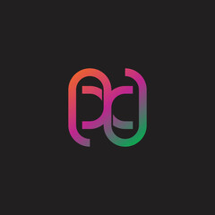 letter nc simple gradient geometric line logo vector