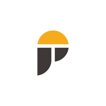 letter pt simple geometric logo vector