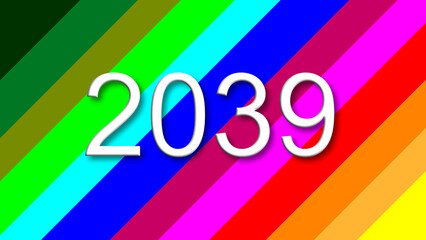 2039 colorful rainbow background year number