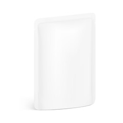 Pouch stand bag mockup. Vector illustration isolated on white background. Half side view. Can be use for template your design, presentation, promo, ad. EPS10.	