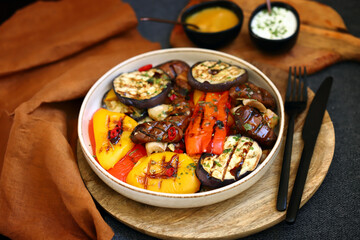 Grilled vegetables on a plate. Healthy food.