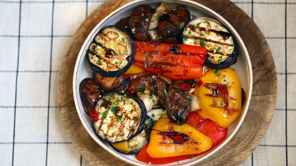 Grilled vegetables on a plate. Healthy food.