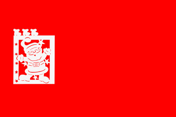 Santa made of paper on a red background