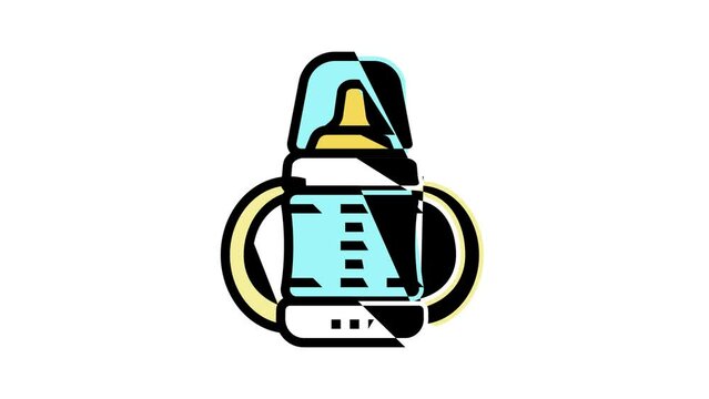 sippy cup for feeding baby color icon animation