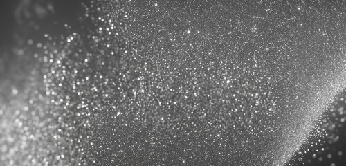 Silver glitter background, stardust particle gradient. Backgrounds for wallpaper, website banners, brochures, and videos.