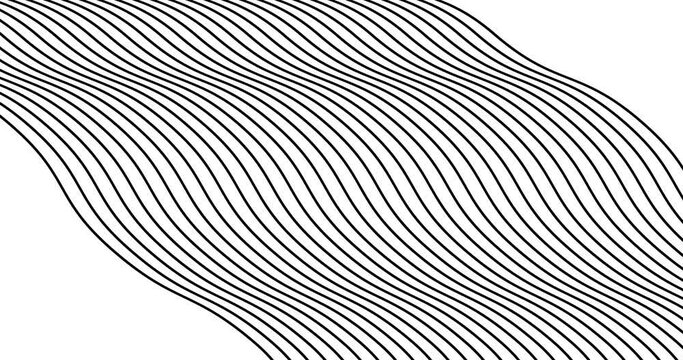 Curve wave seamless pattern. Thin line wavy abstract vector background. Curve wave seamless pattern. Line art striped graphic template. wave abstract lines stream 4K background loop