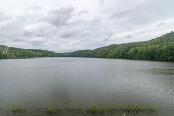 View on Lapino Water Reservoir at cloudy day.