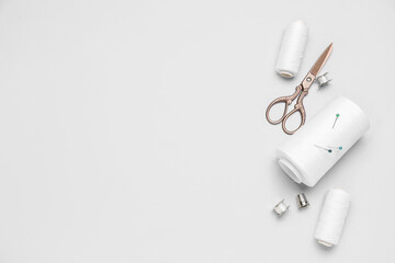 Set of sewing supplies on white background