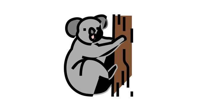 koala animal in zoo color icon animation
