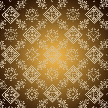 thai pattern background image brown and gold