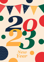 2023 new year greeting. Set of 2023 new year banner template for cover, poster and media post. Chinese new year card