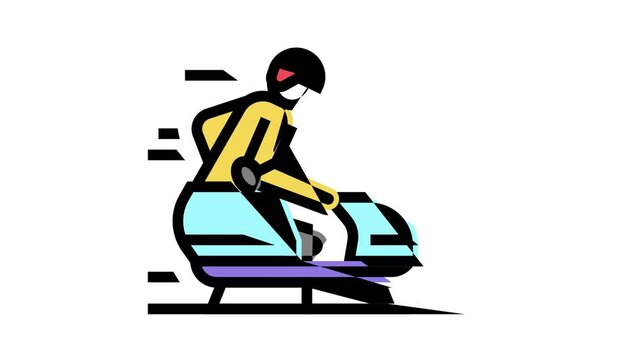 bobsled handicapped athlete color icon animation