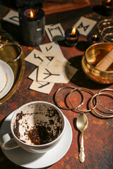 Obraz na płótnie Canvas Magic attributes of fortune teller on table