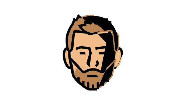 short beard hair style color icon animation