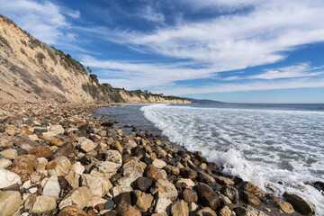 Fototapeta na wymiar Remote Dume Cove beach in Malibu, California.