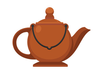 Clay teapot. Simple flat illustration.