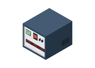 Voltage stabilizer. Simple flat illustration in isometric view. - obrazy, fototapety, plakaty