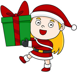 cute cartoon santa lina merry christmas © Kitipong