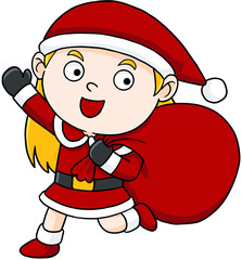 cute cartoon santa lina merry christmas © Kitipong