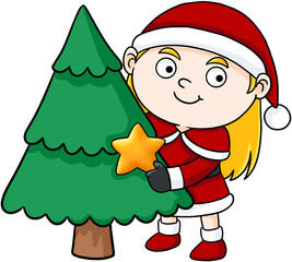cute cartoon santa lina merry christmas © Kitipong