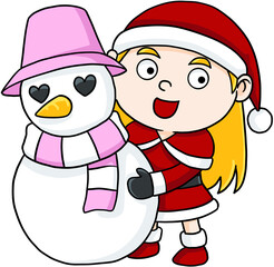 cute cartoon santa lina merry christmas © Kitipong