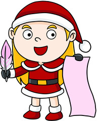 cute cartoon santa lina merry christmas © Kitipong