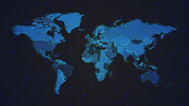 Blue world map animation. 