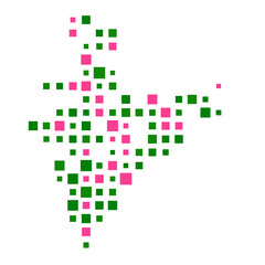 India Silhouette Pixelated pattern illustration