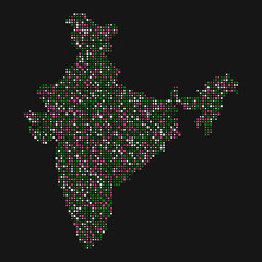 India Silhouette Pixelated pattern illustration
