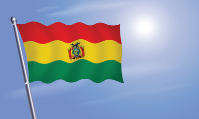Fototapeta na wymiar Bolivia flag against a blue sky