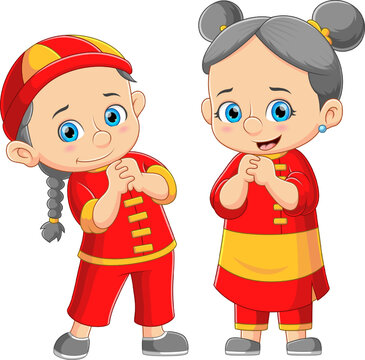 Cute Asian children celebrating Chinese New Years