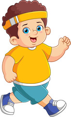 A fat boy running so fast