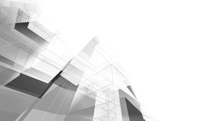 Naklejka premium Abstract black and white architectural rendering 3d illustration