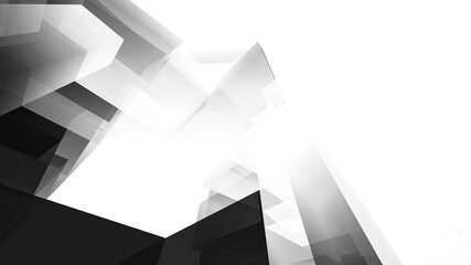 Abstract black and white architectural rendering 3d illustration