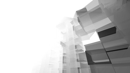 Abstract black and white architectural rendering 3d illustration