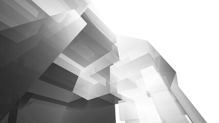 Abstract black and white architectural rendering 3d illustration