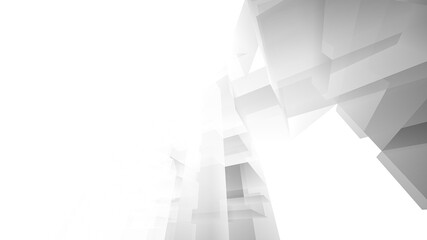 Abstract black and white architectural rendering 3d illustration