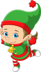 Cute cartoon girl elf running