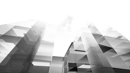 Abstract black and white architectural rendering 3d illustration