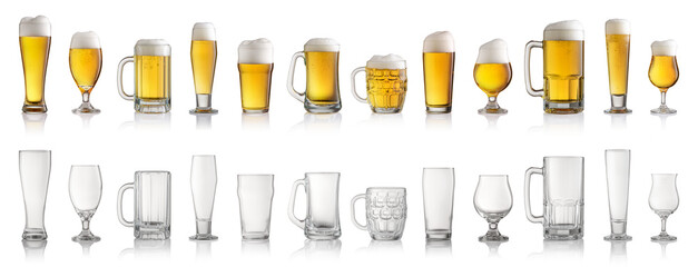 Collection of different beer isolated