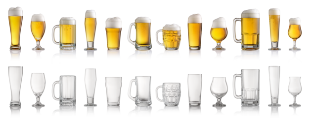 Collection of different beer isolated