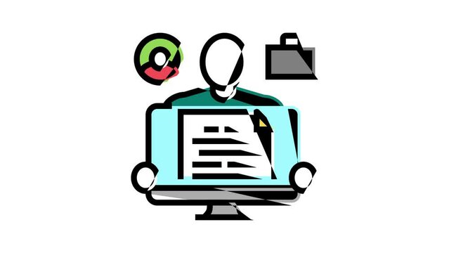 resume writer color icon animation