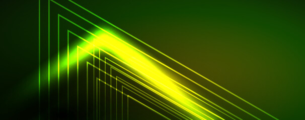 Neon glowing techno lines, hi-tech futuristic abstract background template. Vector illustration for wallpaper, banner, background, leaflet, catalog, cover, flyer