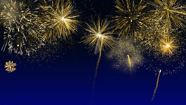 Looping golden fireworks in the sky