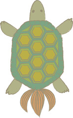 カメのイラスト　縁起物　カラー