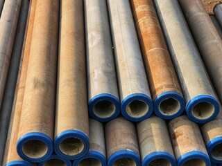 Piles of concrete spun pile.