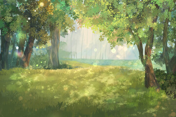 Sunlight Tree forest landscape background